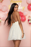 Deep V Halter Sequin Tulle Mini Dress Backless A Line Flare Homecoming Party Dress