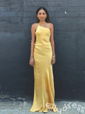 Elegant Yellow One-shoulder Mermaid Long Prom Dress