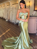 Elegant Green Mermaid Sleeveless Sweetheart Long Prom Dress With Train