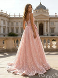 Blush Pink Wide Strap Sweetheart Floral Lace A-Line Prom Dress with Oversized Bow Waist Lace-Up Corset Back and Sweep Train