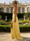 Gorgeous Yellow Mermaid Sleeveless Sweetheart Long Prom Dress With Slit