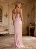 Simple Pink Mermaid Sleeveless Straight-Cross Long Prom Dress