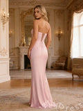 Simple Pink Mermaid Sleeveless Straight-Cross Long Prom Dress
