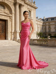 Elegant Hot Pink Mermaid Spaghetti Straps Long Prom Dress
