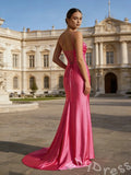 Elegant Hot Pink Mermaid Spaghetti Straps Long Prom Dress