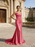 Elegant Hot Pink Mermaid Spaghetti Straps Long Prom Dress