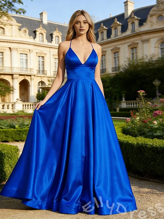 Gorgeous A-Line V-Neck Spaghetti Straps Long Prom Dress