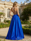 Gorgeous A-Line V-Neck Spaghetti Straps Long Prom Dress