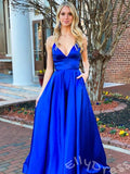 Gorgeous A-Line V-Neck Spaghetti Straps Long Prom Dress
