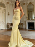 Classic Yellow Strapless Sweetheart Mermaid Long Prom Dress