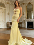 Classic Yellow Strapless Sweetheart Mermaid Long Prom Dress