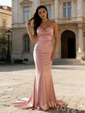 Gorgeous Pink Mermaid Spaghetti Straps Long Prom Dress