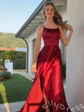 Gorgeous Red A-Line Spaghetti Straps Long Prom Dress