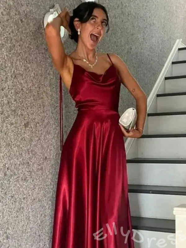 Gorgeous Red A-Line Spaghetti Straps Long Prom Dress