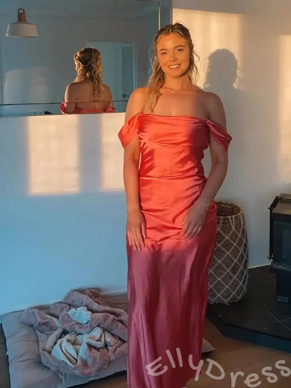 ELegant Blunsh Mermaid Off-shoulder  Long Prom Dress
