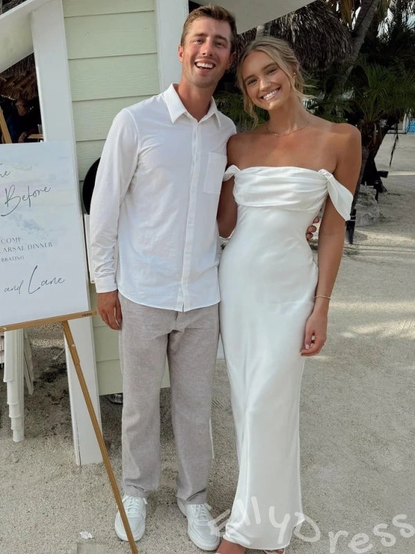 ELegant Blunsh Mermaid Off-shoulder  Long Prom Dress