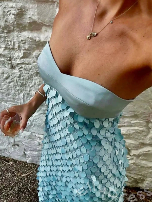ELegant Pink Mermaid Sweetheart Sequins Long Prom Dress