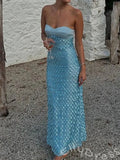 ELegant Pink Mermaid Sweetheart Sequins Long Prom Dress