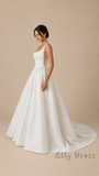 Minimalist Elegant Square Neck Wedding Dress A-Line Bridal Dress