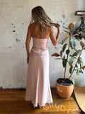 Blush Pink Strapless Straight Neck Chiffon Sheath Prom Dress with Diagonal Criss Cross Ruched Wrap Twist Gathered Waist and Asymmetric Draped Hem