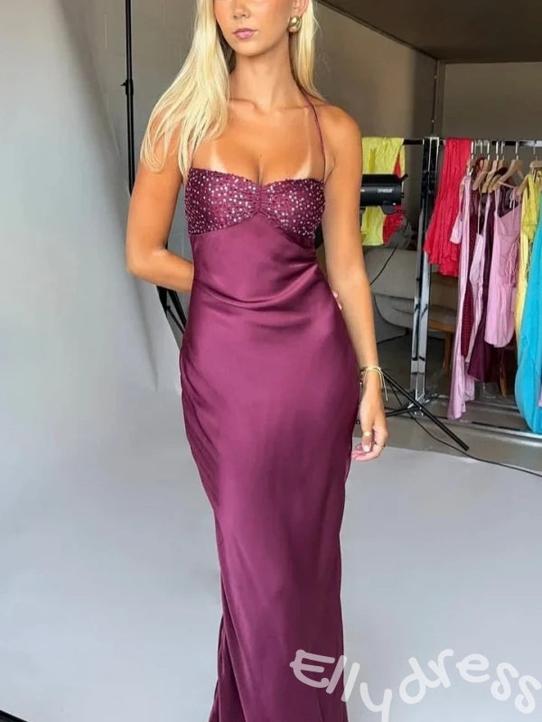 Elegant Pink Mermaid Spaghetti Straps Long Prom Dress