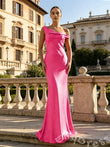 Simple Fuchsia Satin Off-shoulder Mermaid Prom Dress To Impress
