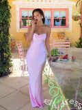 Elegant Pink Mermaid Spaghetti Straps Long Prom Dress