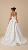 Minimalist Elegant Square Neck Wedding Dress A-Line Bridal Dress