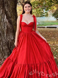 Hot Pink Wide Strap Bow Tie Sweetheart Satin A-Line Ball Gown Prom Dress with Corset Bodice Oversized Skirt Open Back and Pockets
