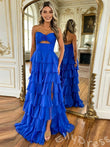 Elegant Blue Satin Sweetheart A-Line Prom Dress To Impress