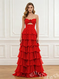 Elegant Red Satin Sweetheart A-Line Prom Dress To Impress