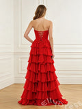 Elegant Red Satin Sweetheart A-Line Prom Dress To Impress
