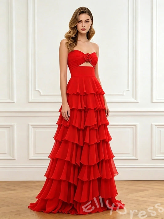 Elegant Red Satin Sweetheart A-Line Prom Dress To Impress