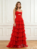 Elegant Red Satin Sweetheart A-Line Prom Dress To Impress