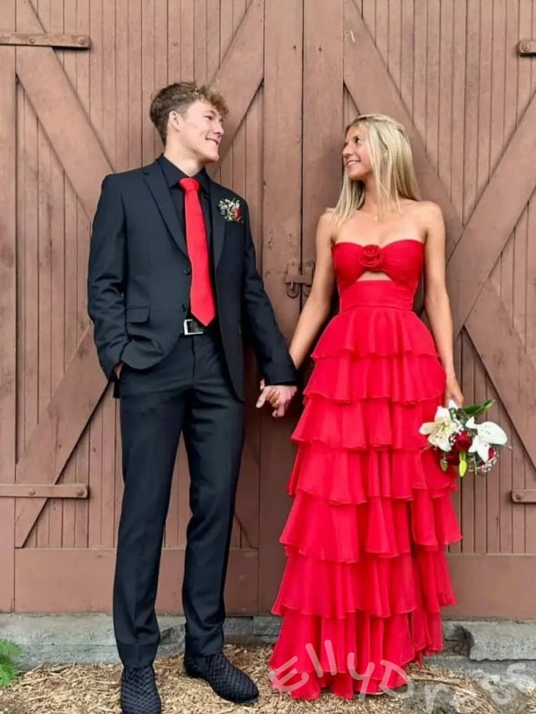 Elegant Red Satin Sweetheart A-Line Prom Dress To Impress