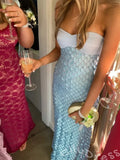 ELegant Pink Mermaid Sweetheart Sequins Long Prom Dress