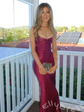 Elegant Pink Mermaid Spaghetti Straps Long Prom Dress