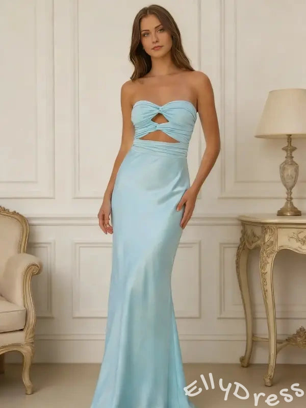 Trendy Blue Mermaid Sleeveless Lace-up Long Prom Dress