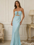 Trendy Blue Mermaid Sleeveless Lace-up Long Prom Dress
