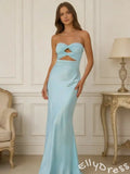 Trendy Blue Mermaid Sleeveless Lace-up Long Prom Dress