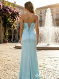 Trendy Blue Mermaid Sleeveless Lace-up Long Prom Dress