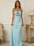 Trendy Blue Mermaid Sleeveless Lace-up Long Prom Dress
