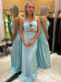 Trendy Blue Mermaid Sleeveless Lace-up Long Prom Dress