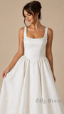 Minimalist Elegant Square Neck Wedding Dress A-Line Bridal Dress