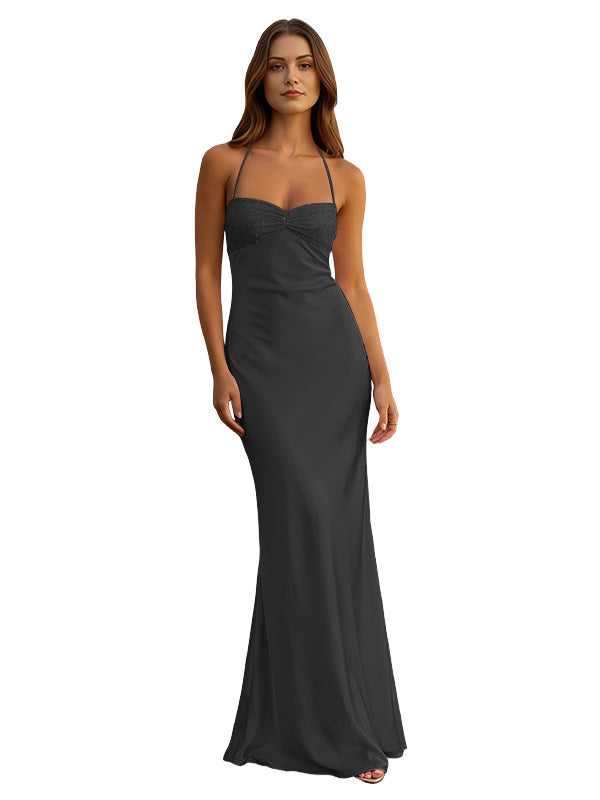 Elegant Pink Mermaid Spaghetti Straps Long Prom Dress