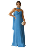 Cute Pink A-Line Chiffon Sleeveless Sweetheart Long Prom Dress