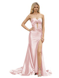 Elegant Green Mermaid Sleeveless Sweetheart Long Prom Dress With Train