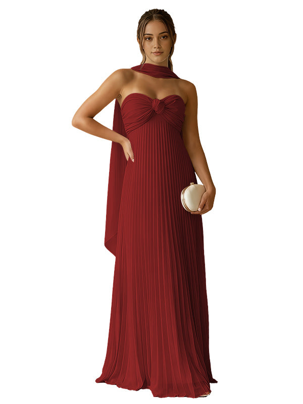 Cute Pink A-Line Chiffon Sleeveless Sweetheart Long Prom Dress