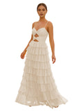Cute Yellow Spagehetti Straps Sweetheart A-Line Long Prom Dress