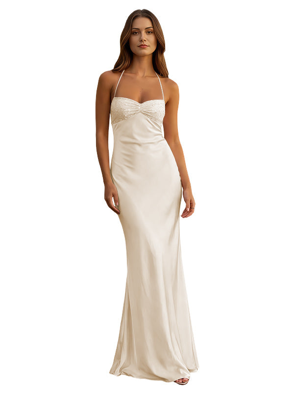 Elegant Pink Mermaid Spaghetti Straps Long Prom Dress